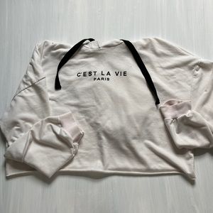 SHEIN white graphic cropped sweater